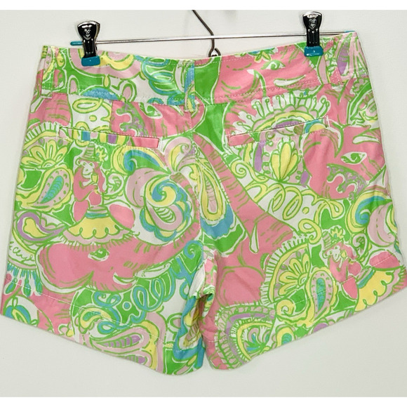 LILLY PULITZER Callahan Shorts 00 Pink Green 5" Chino Preppy Beach Tropical EUC - Picture 2 of 11